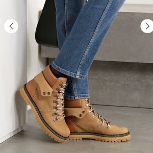 See By Chloe Eileen leather-trimmed nubuck ankle boots in light brown